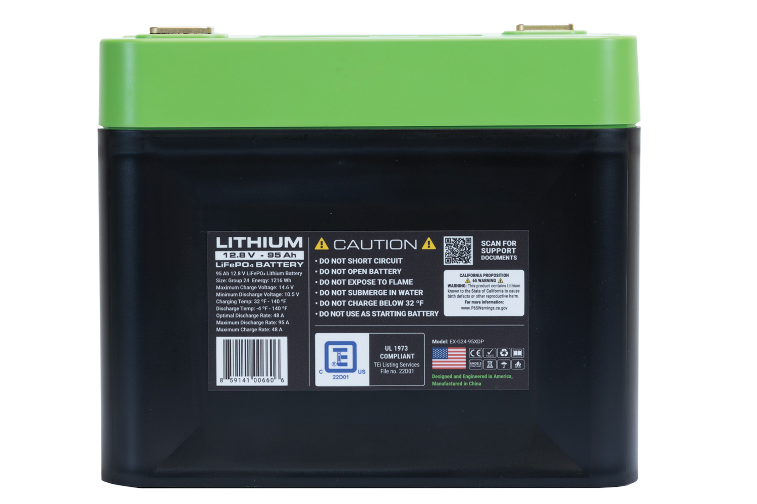 E360 12.8V 95Ah Group 24 LiFePO4 Deep Cycle Battery