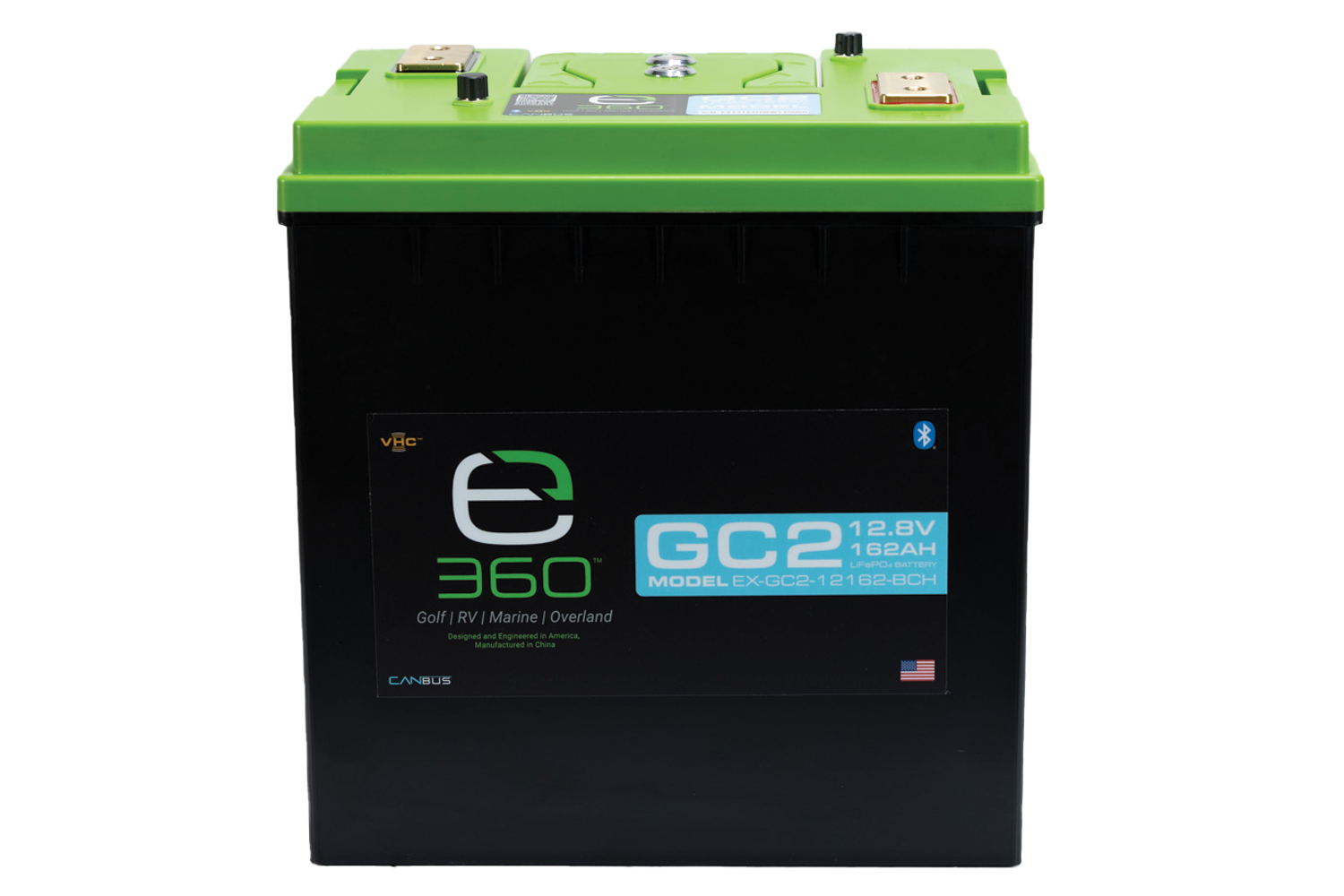 E360 12.8V 162Ah GC2 LiFePO4 Deep Cycle Battery w/Bluetooth, CAN Bus, VHC Internal Heating.