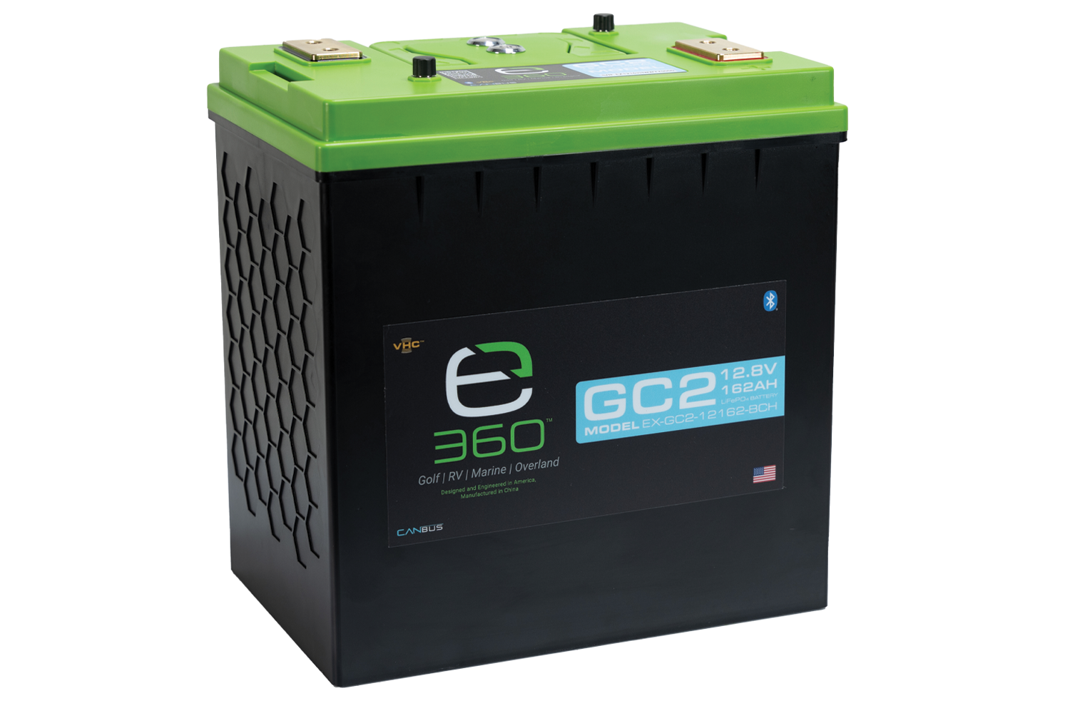 E360 12.8V 162Ah GC2 LiFePO4 Deep Cycle Battery w/Bluetooth, CAN Bus, VHC Internal Heating.