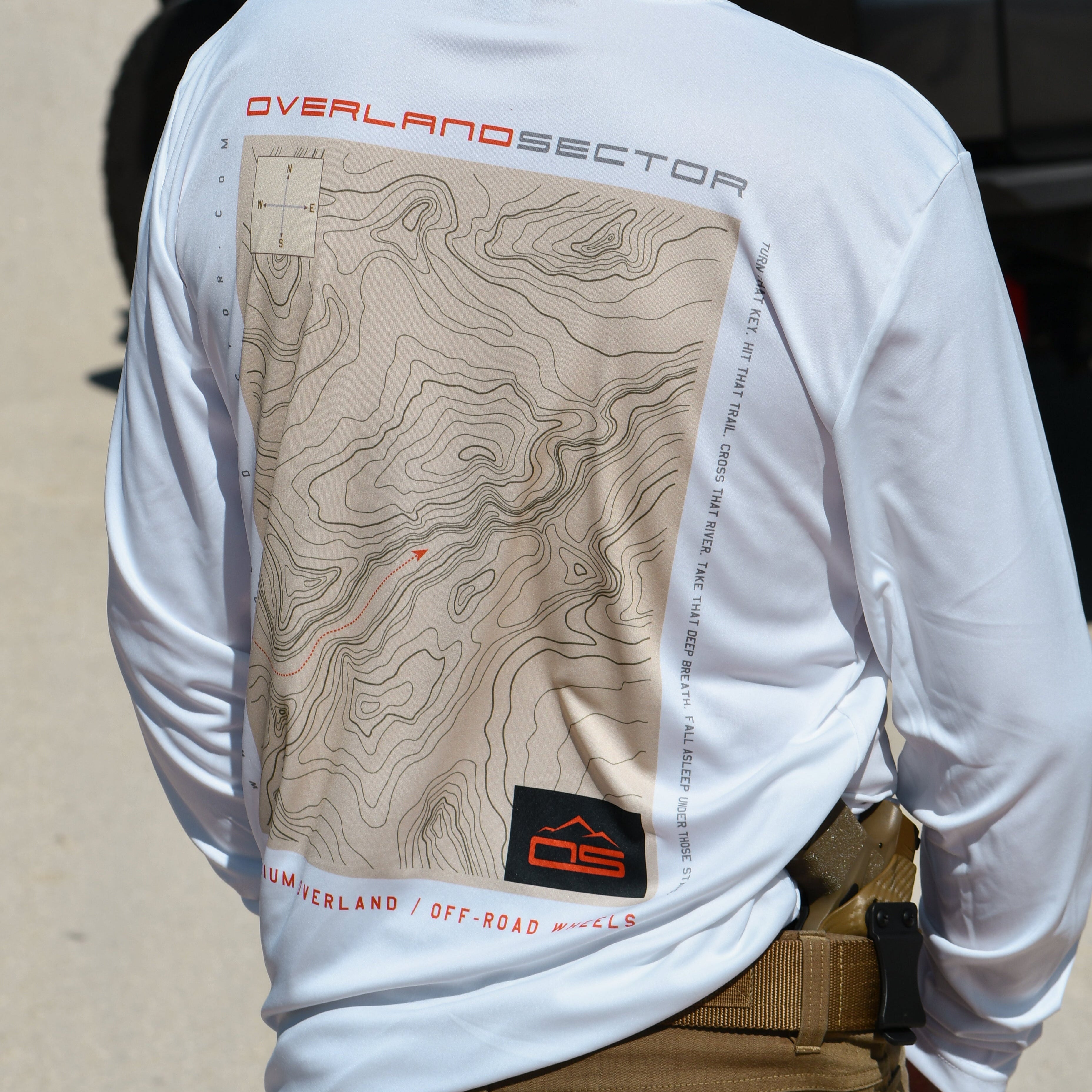 OVERLAND SECTOR | TOPO MAP Long Sleeve Performance Shirt (White)