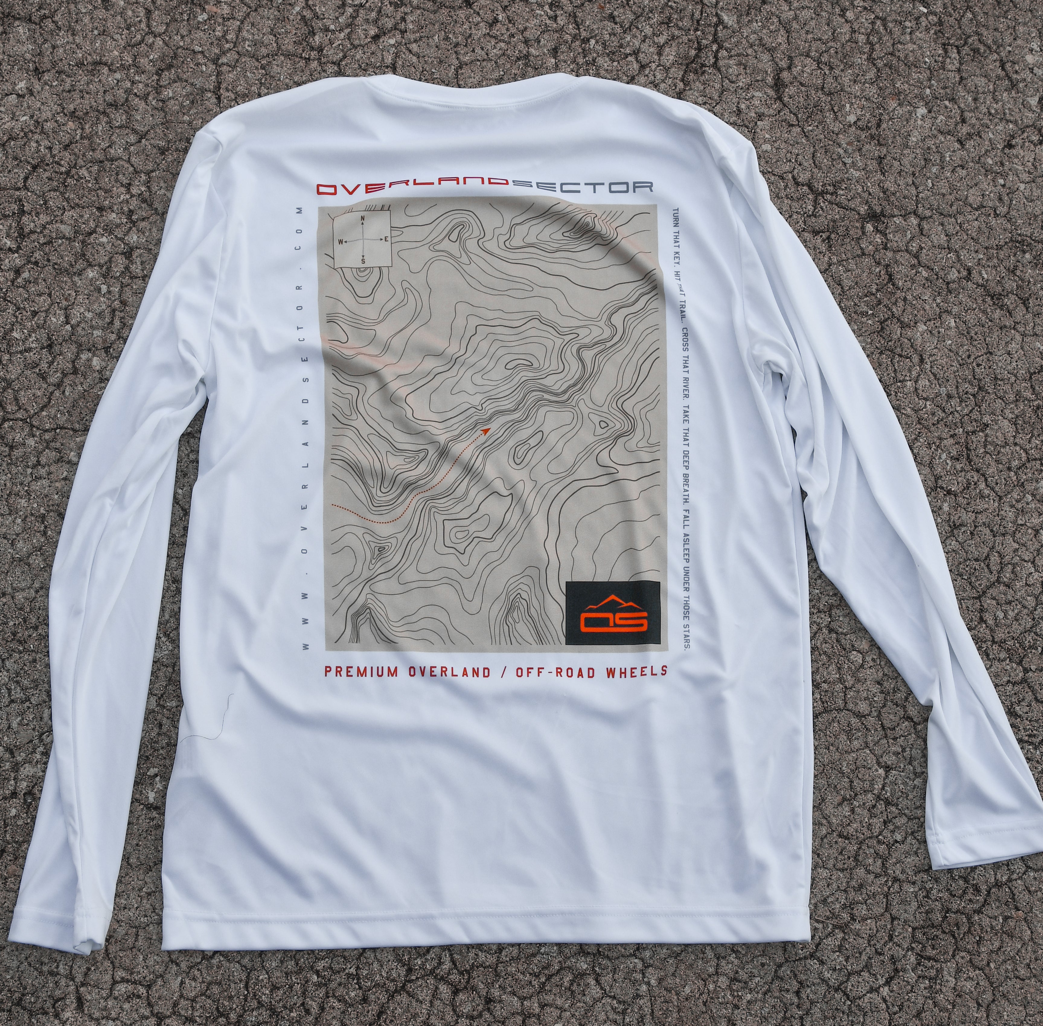 OVERLAND SECTOR | TOPO MAP Long Sleeve Performance Shirt (White)